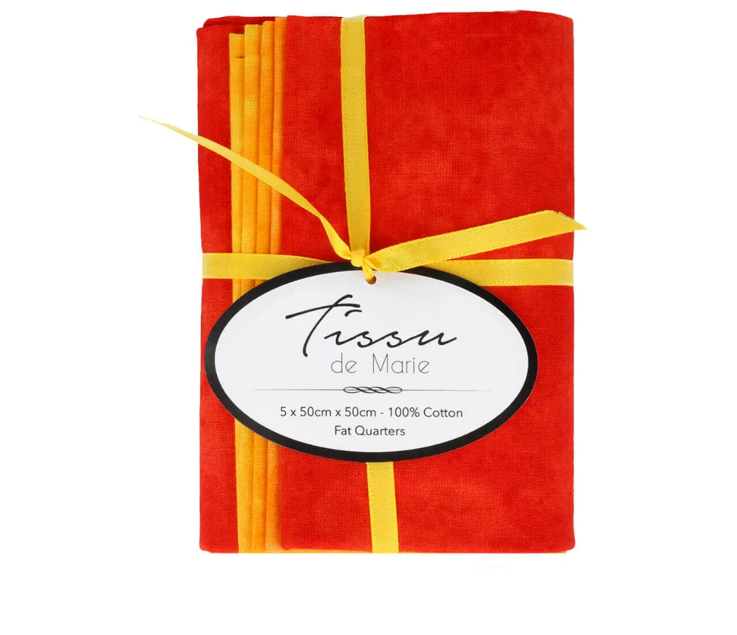 Fat quarters op rol rood oranje - 5stuks